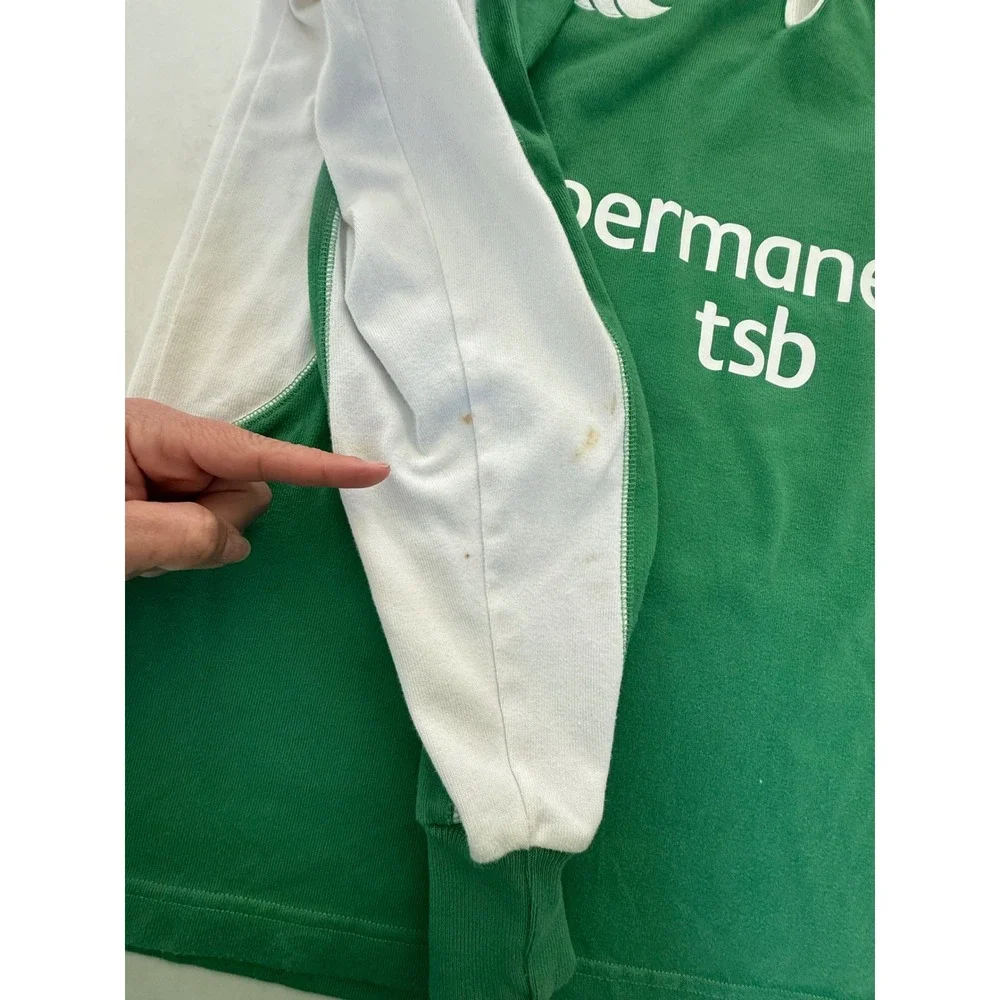 Canterbury Mens Ireland Rugby Jersey Green White Sz M Permanent TSB IRFU Vintage